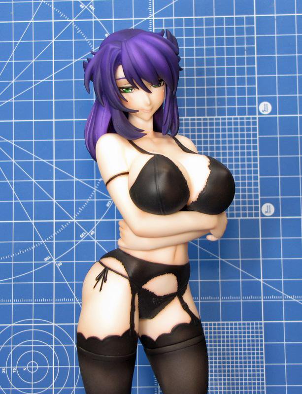 1girl bra breasts female figure kangoku_senkan large_breasts lilith-soft photo purple_hair rieri_bishop smile underwear