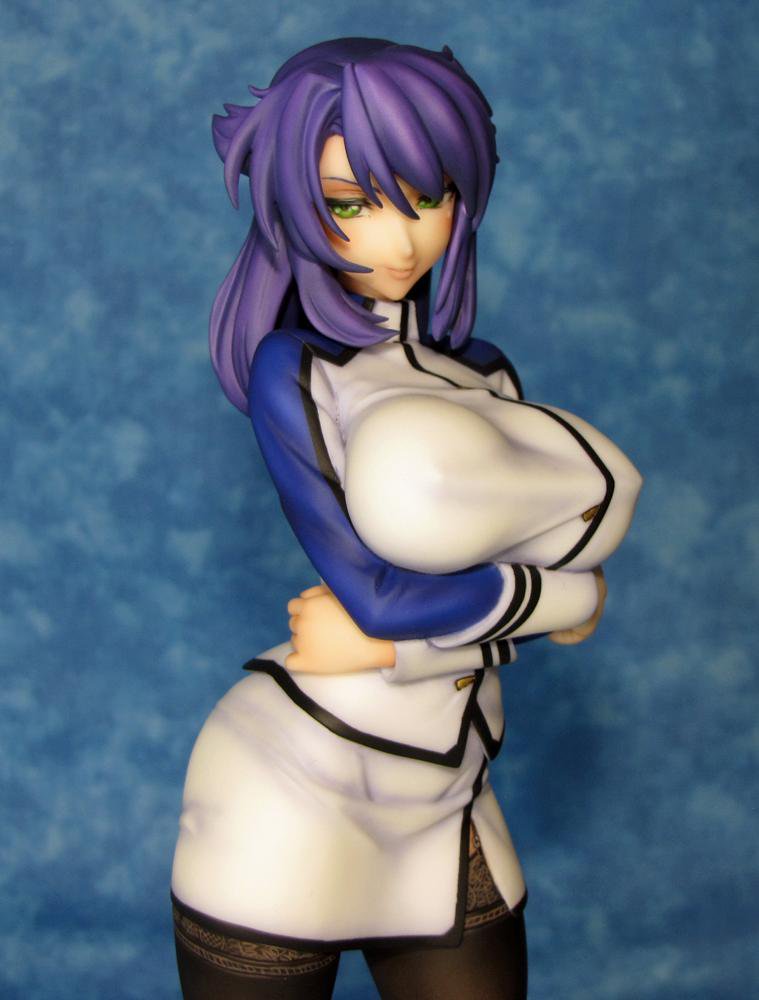 1girl breasts female figure kangoku_senkan large_breasts lilith-soft photo purple_hair rieri_bishop smile uniform