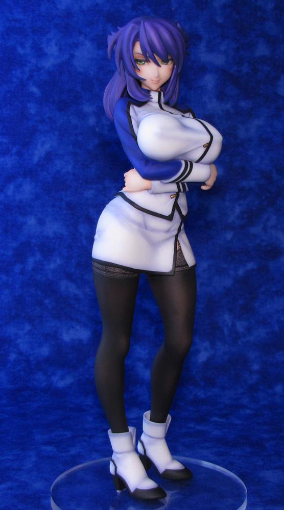 1girl breasts female figure kangoku_senkan large_breasts lilith-soft photo purple_hair rieri_bishop smile uniform