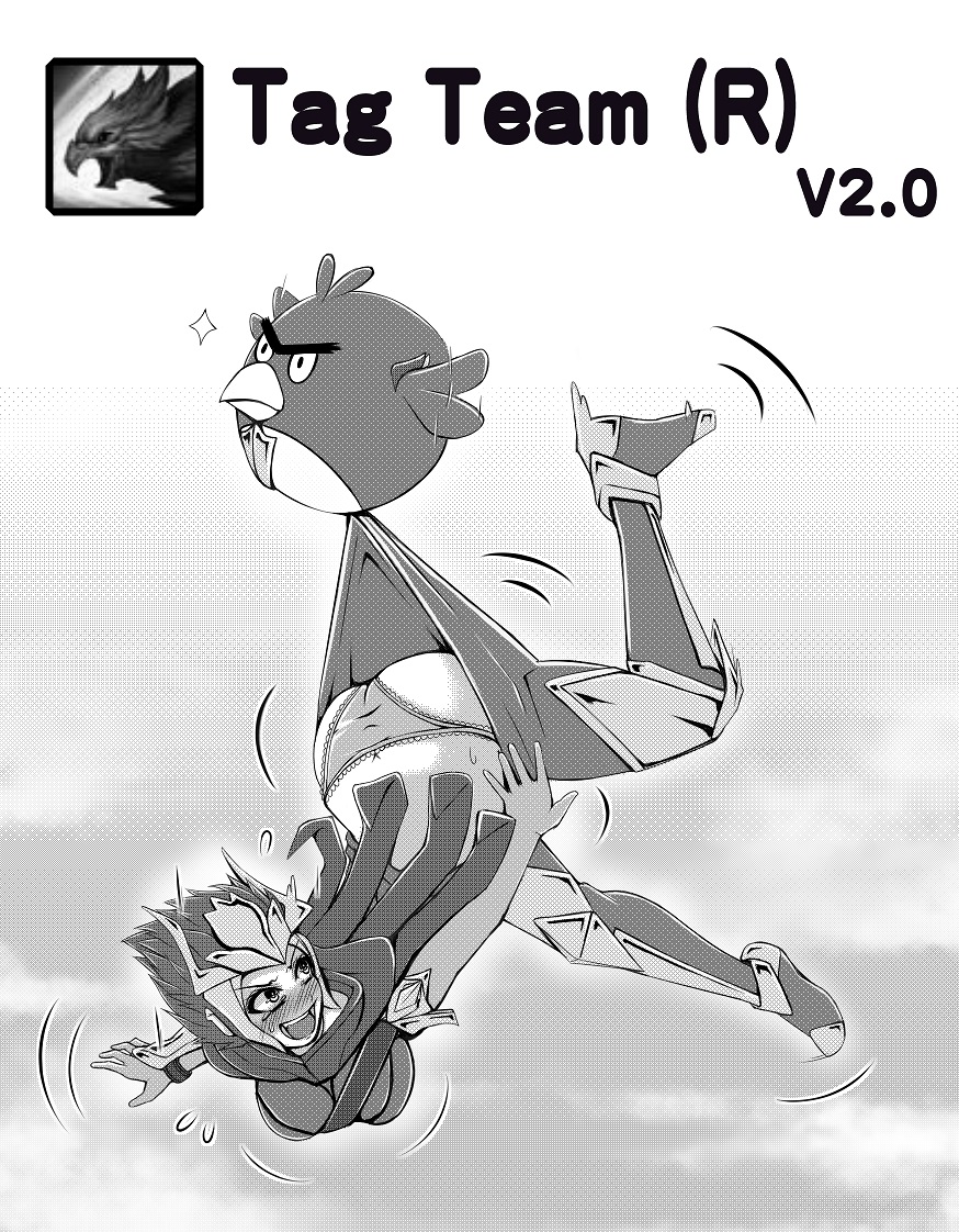 angry_birds armor assisted_exposure bird blush carrying comic forehead_protector gameplay_mechanics greyscale league_of_legends monochrome oldlim panties quinn short_hair underwear valor_(league_of_legends)