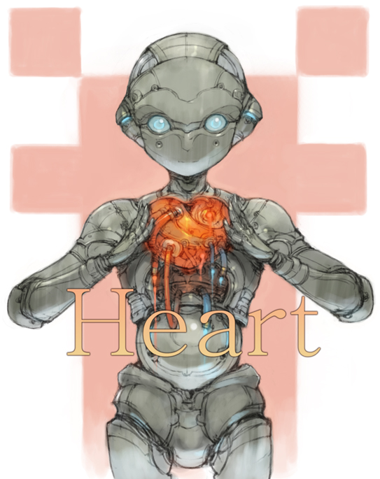 heart no_humans original robot robot_joints solo tko_(kkk66)