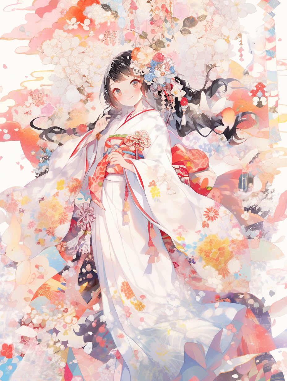 1girl ai-generated highres japanese_clothes kimono nanase_aoi white_kimono