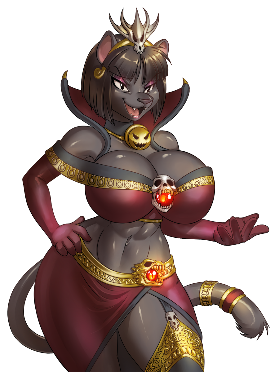 alpha_channel anthro armwear biped black_body bottomwear breasts chochi cleavage clothed clothing elbow_gloves felid female fur gloves hair hand_on_hip handwear hi_res mammal navel open_mouth open_smile pantherine pupils skirt smile solo thick_thighs wide_hips