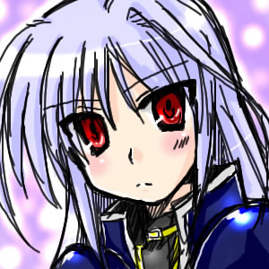 artist_request jacket lowres lyrical_nanoha magical_girl mahou_shoujo_lyrical_nanoha mahou_shoujo_lyrical_nanoha_a's oekaki open_clothes open_jacket red_eyes reinforce silver_hair solo