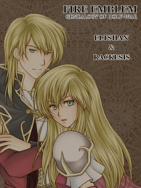 1girl armor blonde_hair blue_eyes brother_and_sister cape character_name copyright_name eltoshan_(fire_emblem) fire_emblem fire_emblem:_seisen_no_keifu lachesis_(fire_emblem) long_hair mikirin_ap open_mouth siblings