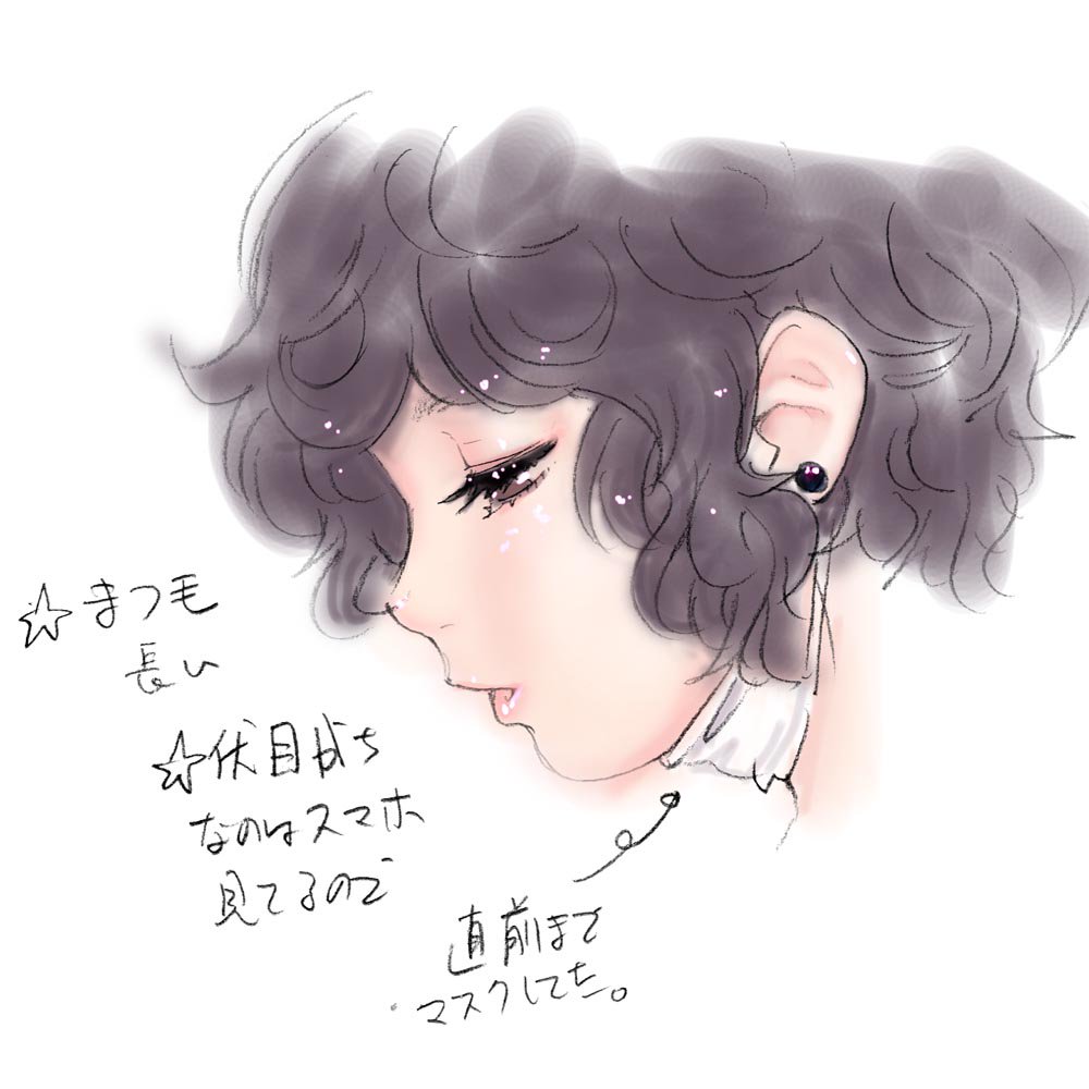 androgynous earrings face half-closed_eyes jewelry lips male_focus parted_lips partially_translated po-ju profile sketch solo star translation_request white_background