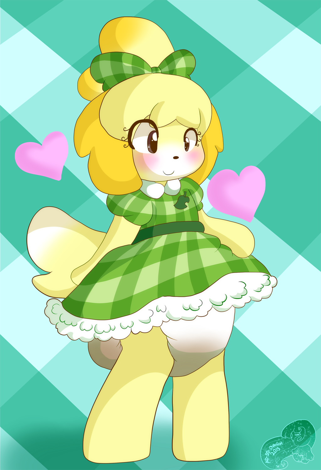 ad-sd-chibigirl animal_crossing anthro blush canine clothed clothing diaper dog feces female hi_res isabelle_(animal_crossing) mammal nintendo scat solo video_games