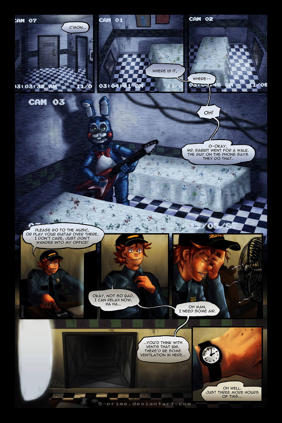 5-prime animatronic comic digital_media_(artwork) english_text fan_(fnaf) five_nights_at_freddy's five_nights_at_freddy's_2 hi_res human jeremy_fitzgerald machine male mammal robot text toy_bonnie_(fnaf) video_games