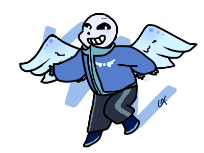 alpha_channel angeltale animated_skeleton bone boots clothed clothing footwear jacket low_res male monster not_furry pants sans_(undertale) signature simple_background skeleton smile solo teeth the_noodle_befriender transparent_background undead undertale video_games wings