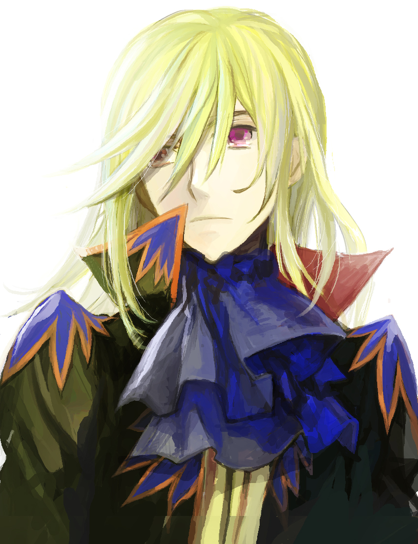 blonde_hair cravat heterochromia male_focus mooche red_eyes richard_(tales) solo tales_of_(series) tales_of_graces white_background yellow_eyes