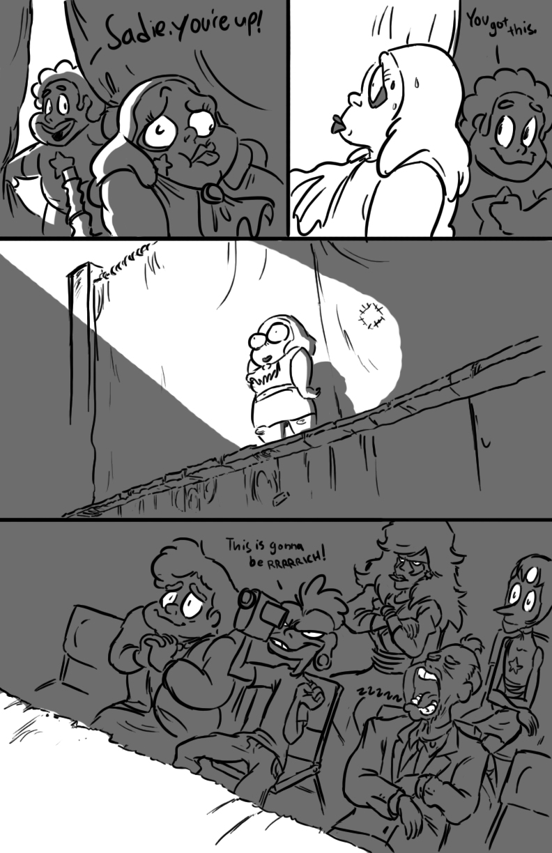 2015 barbara_miller camera comic curtains derp_eyes digital_drawing_(artwork) digital_media_(artwork) group havesomemoore hi_res human humor jasper_(steven_universe) lars_(steven_universe) mammal mayor_dewey monochrome mother not_furry parent pearl_(steven_universe) sadie_miller steven_quartz_universe steven_universe