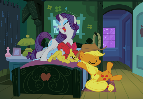 apple_bloom_(mlp) applejack_(mlp) bedroom equine female female/female friendship friendship_is_magic gala horse magic mammal my_little_pony pony rarity_(mlp)