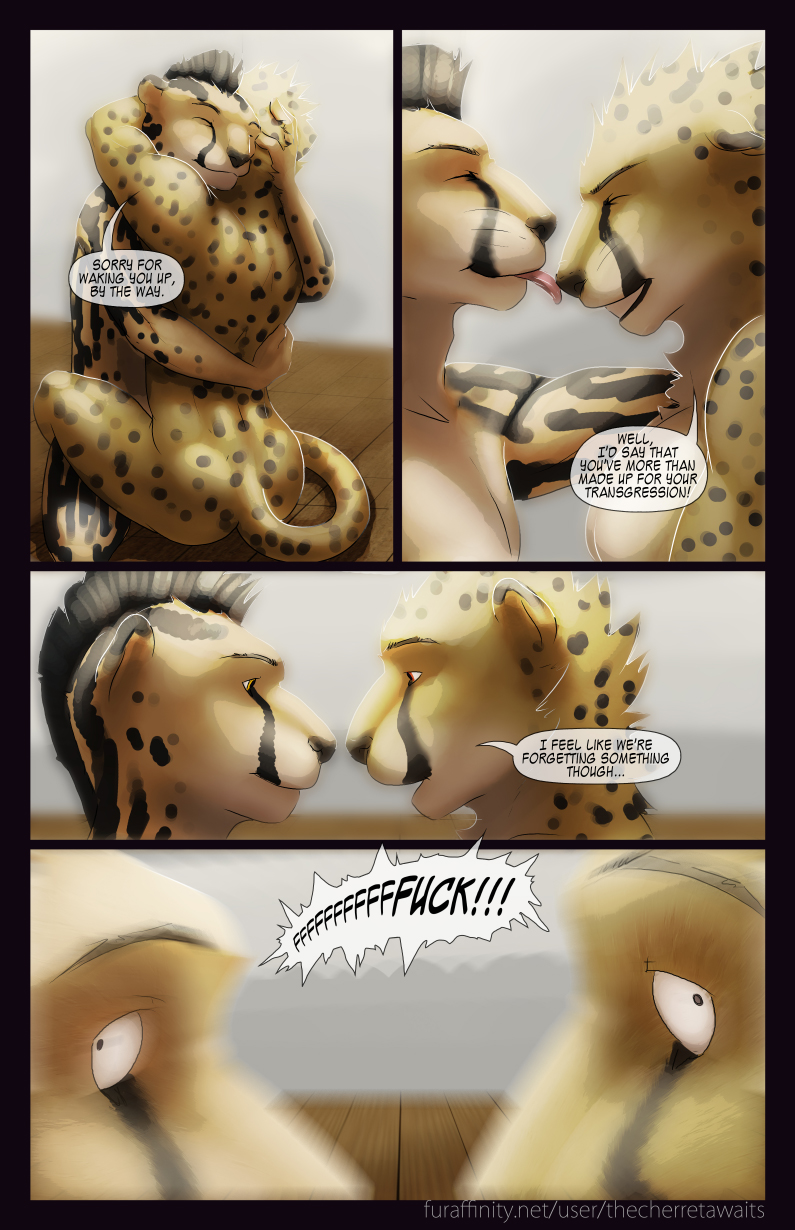 brothers cheetah close-up comic feline hi_res hug incest king_cheetah licking male mammal nude panels penetration sibling the_cherret_awaits tongue tongue_out