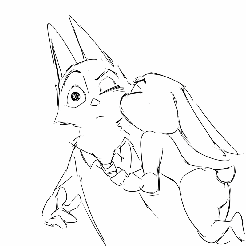 animated canine cute disney duo female fox judy_hopps kissing lagomorph long_ears mago-dokkeabi male mammal nick_wilde rabbit size_difference surprise zootopia