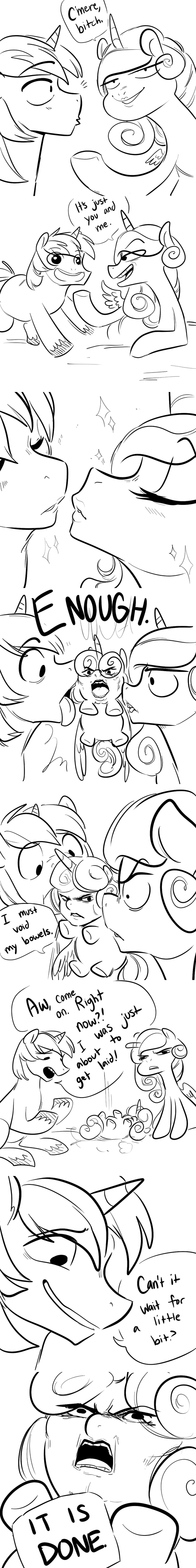 2016 baby cockblock dialogue equine female feral flurry_heart_(mlp) friendship_is_magic glacierclear hair horn invalid_tag kissing male mammal monochrome my_little_pony princess_cadance_(mlp) shining_armor_(mlp) simple_background text unicorn white_background wings young