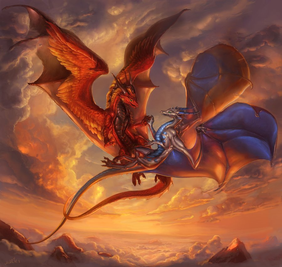 byzil cloud detailed_background dragon duo feral mountain scalie