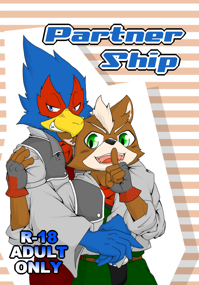 avian beak bird canine clothed clothing coat comic cover duo english_text falco_lombardi fox fox_mccloud hug invalid_color looking_at_viewer male male/male mammal nintendo quartet_(artist) scarf smile star_fox teeth text video_games