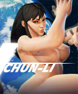1girl 3d animated animated_gif braid breasts brown_eyes brown_hair chun-li erect_nipples female large_breasts long_hair nail_polish nipples nude nude_mod street_fighter street_fighter_v