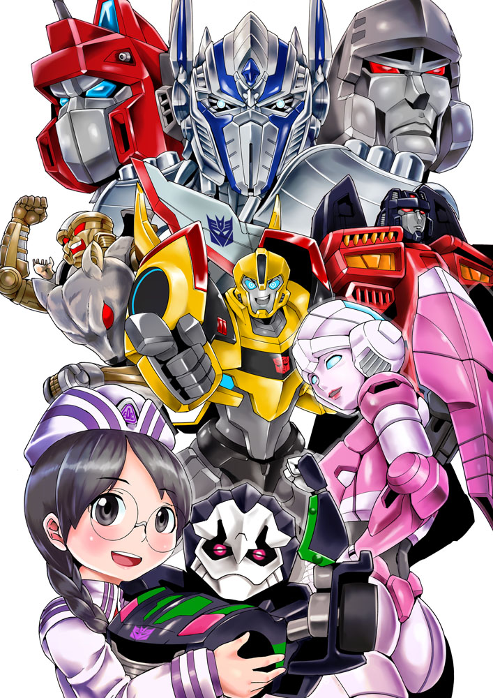 6+boys arcee autobot beast_wars blue_eyes bumblebee commentary_request crossover decepticon glowing glowing_eyes happy hitotonari_atari kamizono_(spookyhouse) kiss_players lockdown lockdown_(transformers) machinery maximal mecha megatron multiple_boys multiple_girls open_mouth optimus_prime q-transformers rat rattrap red_eyes size_difference smile star_saber_(transformers) starscream teeth transformers transformers_animated transformers_armada transformers_prime transformers_victory uniform