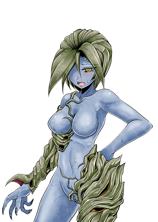 alexia_ashford blue_skin breasts curvy erect_nipples female highres monster_girl resident_evil resident_evil_code_veronica