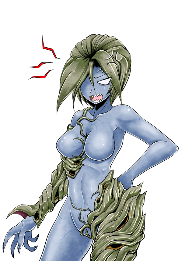 alexia_ashford angry blue_skin breasts curvy erect_nipples female highres monster_girl resident_evil resident_evil_code_veronica