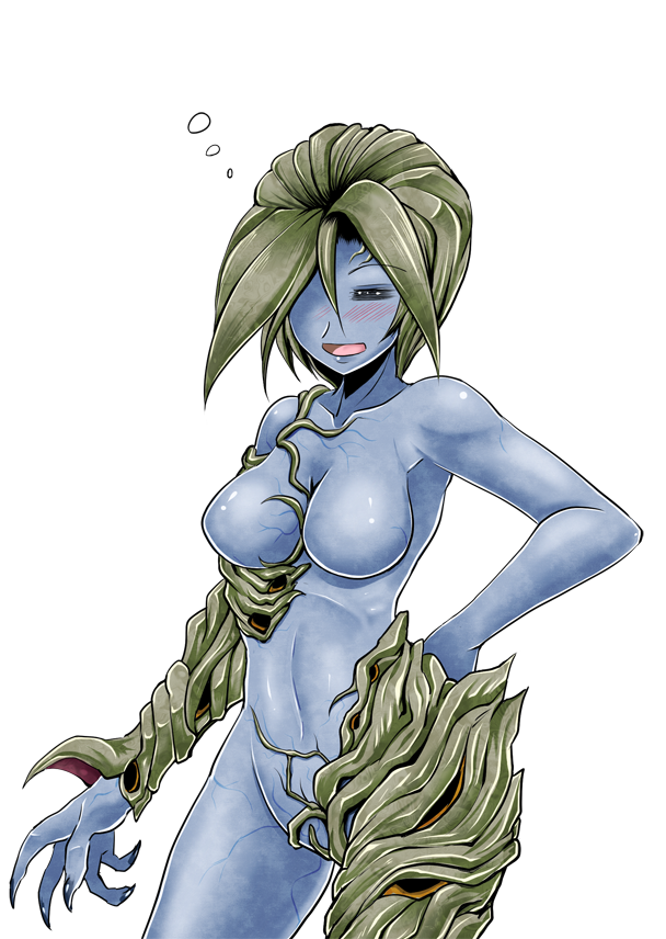 alexia_ashford blue_skin breasts curvy erect_nipples female highres monster_girl resident_evil resident_evil_code_veronica smile