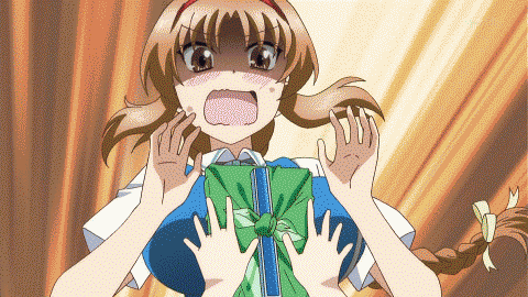 animated_gif apocalypse blonde_hair bounce bouncing_breasts box breasts brown_hair bulletin_board clenched_teeth d-frag! destruction dialogue_box emphasis_lines explosion film_grain fleeing gift gift_box hairband hallway kazama_noe large_breasts looking_back lowres matsubara_azuma motion_blur multiple_girls naganuma open_mouth planet pushing running shibasaki_roka space speed_lines surprised takao_(d-frag!) teeth wide-eyed