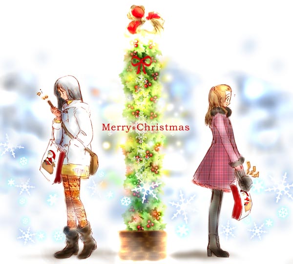 christmas multiple_girls original tsukiishi yuri