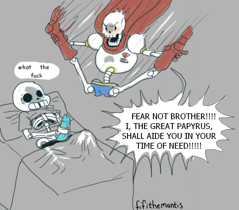 animated_skeleton bed blush bone caught clothing colored_penis dialogue duo english_text fifithemantis fontcest imminent_sex incest male male/male masturbation papyrus_(undertale) penis sans_(undertale) simple_background skeleton surprise text undead undertale video_games