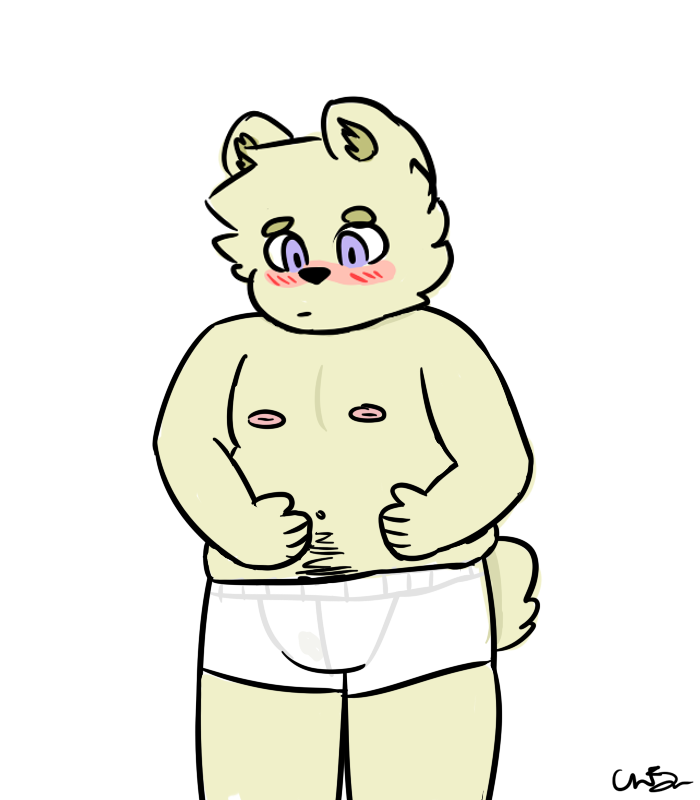 bear belly blush chub clothing fur invalid_color invalid_tag male mammal overweight sketch slightly_chubby underwear white_fur