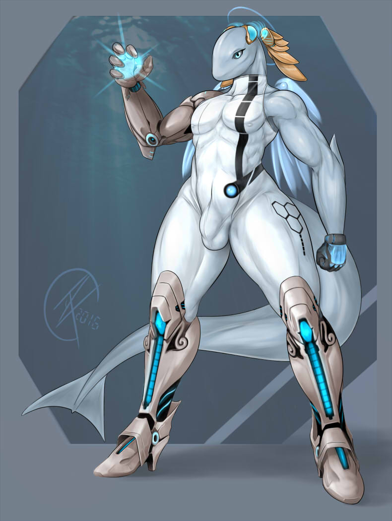 bionic bulge cetacean clothing cybernetics cyborg dolphin energy leotard machine male mammal marine wide_hips zorro_re_(artist)