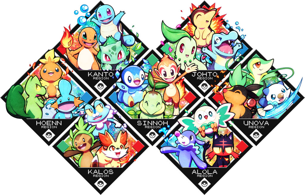 alpha_channel bulbasaur charmander chespin chikorita chimchar cyndaquil fennekin feral froakie litten mudkip nintendo oshawott piplup pok&eacute;mon popplio quas-quas rowlet snivy squirtle starter_trio tepig torchic totodile treecko turtwig video_games