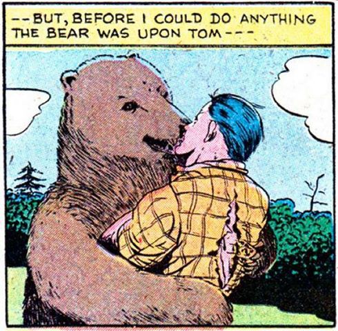 bear forced human kissing mammal out_of_context unknown_artist what