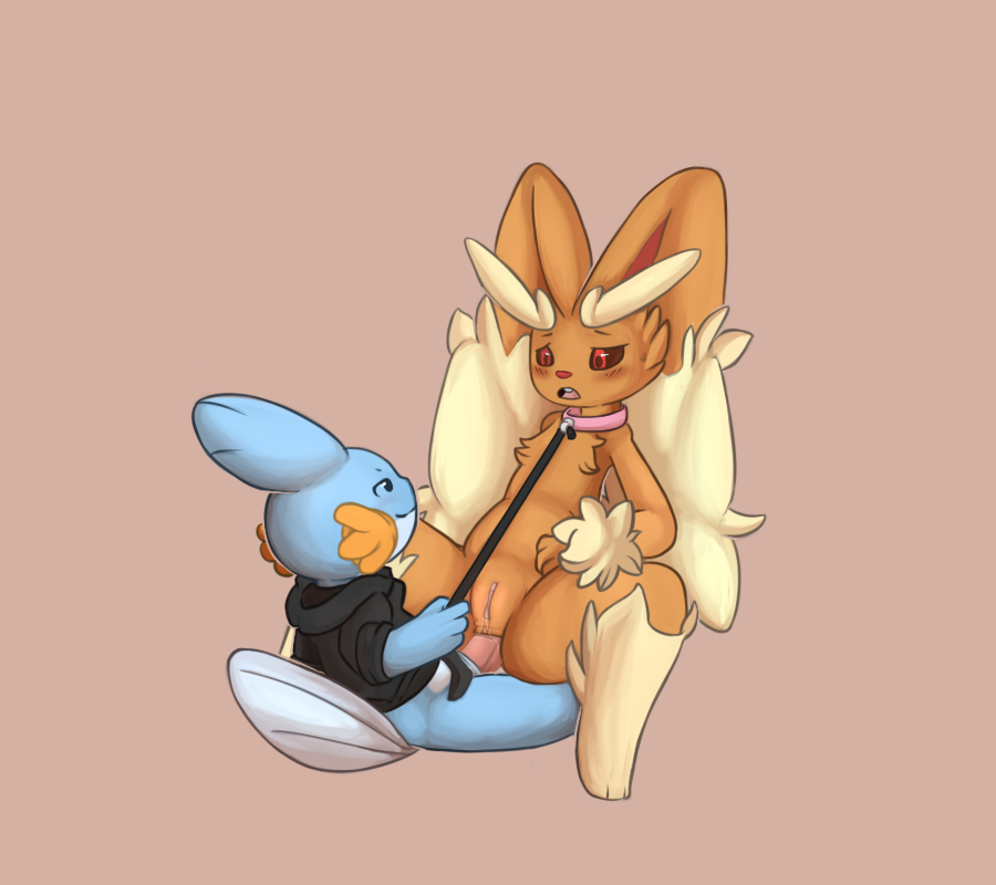 anal anal_penetration bottomless clothed clothing collar female holding_leash holding_object hoodie larger_female leash lopunny luke_the_mudkip male male/female moonlight-kat mudkip nintendo penetration penis pok&eacute;mon pussy semi-anthro size_difference small_dom_big_sub smaller_male video_games