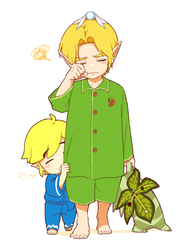 blonde_hair clothing elf fairy feet group hair humanoid humanoid_pointy_ears hylian light_body light_skin male navi nintendo not_furry ocarina_of_time pajamas plushie simple_background the_legend_of_zelda tired tnp toes toon_link trio white_background wind_waker wings young_link