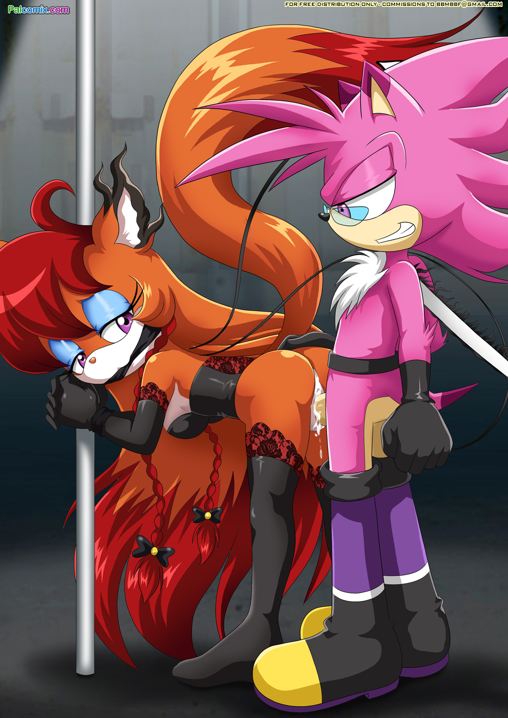blush breasts butt canine chest_fur cum cum_drip dripping eyewear fan_character forced fox fur_34 gag gagged glasses hair hedgehog horny inviting mammal mobius_unleashed palcomix penis pole pussy rape red_hair sex smile sonic_(series) teasing video_games