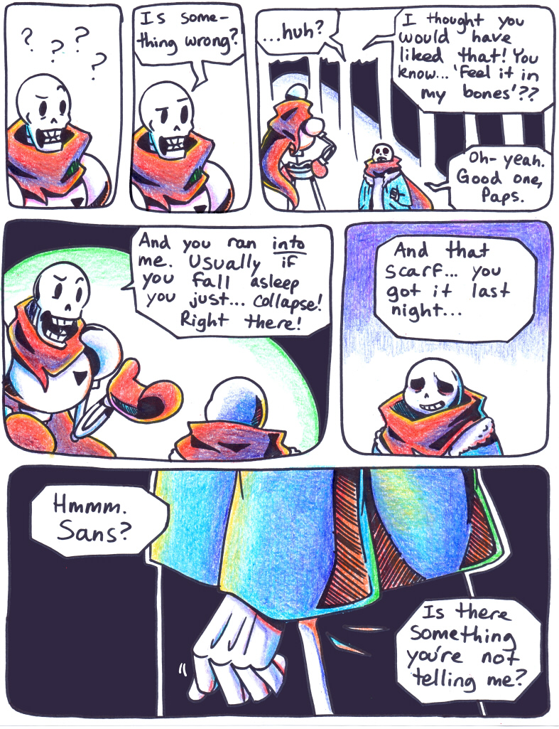 2016 aftertale animated_skeleton bone boots clothing comic dialogue english_text footwear gloves jacket loverofpiggies not_furry pants papyrus_(undertale) sans_(undertale) scarf skeleton slippers text tree undead undertale video_games