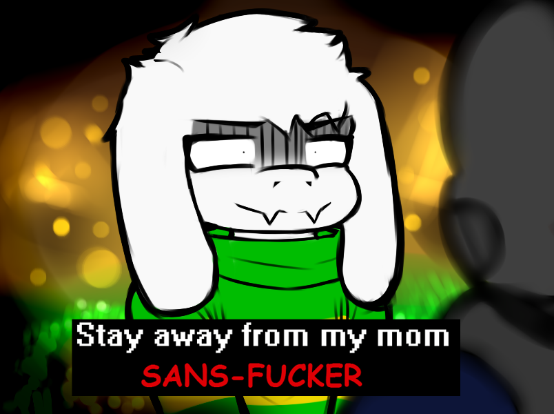 asriel_dreemurr bone caprine datfurrydude depth_of_field goat mammal sans_(undertale) skeleton swearing text undertale video_games