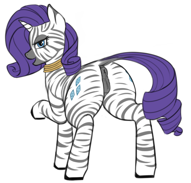 2016 anatomically_correct anatomically_correct_pussy animal_genitalia animal_pussy anus blue_eyes butt cutie_mark equine equine_pussy female feral friendship_is_magic fur hair horn hybrid jewelry looking_at_viewer looking_back mammal my_little_pony necklace presenting purple_hair pussy rarity_(mlp) simple_background solo unicorn white_background white_fur zebra zippysqrl