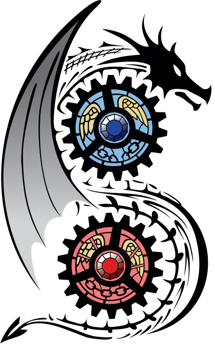chain dragon gears gem horn logo official_art saorsa scales scalie wings wyrm z993126