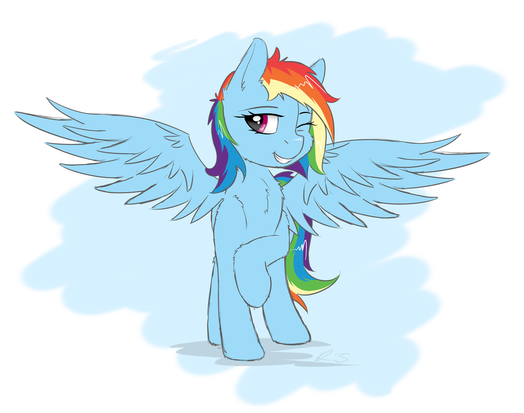 blue_feathers equine feathered_wings feathers female feral friendship_is_magic fur hair horse mammal multicolored_hair my_little_pony pegasus pony rainbow_dash_(mlp) rainbow_hair solo strachattack_(artist) wings
