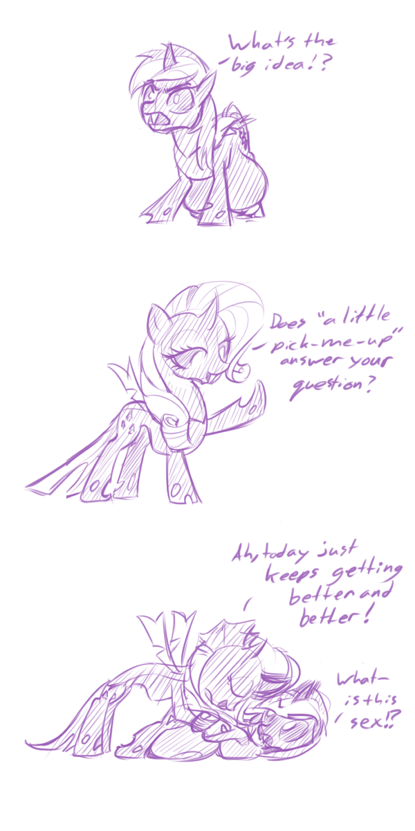 changeling comic cutie_mark dialogue digital_media_(artwork) duo edit english_text eyes_closed fangs female female/female friendship_is_magic half-closed_eyes imminent_sex monochrome my_little_pony naughty_face nude petting pointing rainbow_dash_(mlp) rarity_(mlp) seductive shocked sketch suggestive surprise teeth text