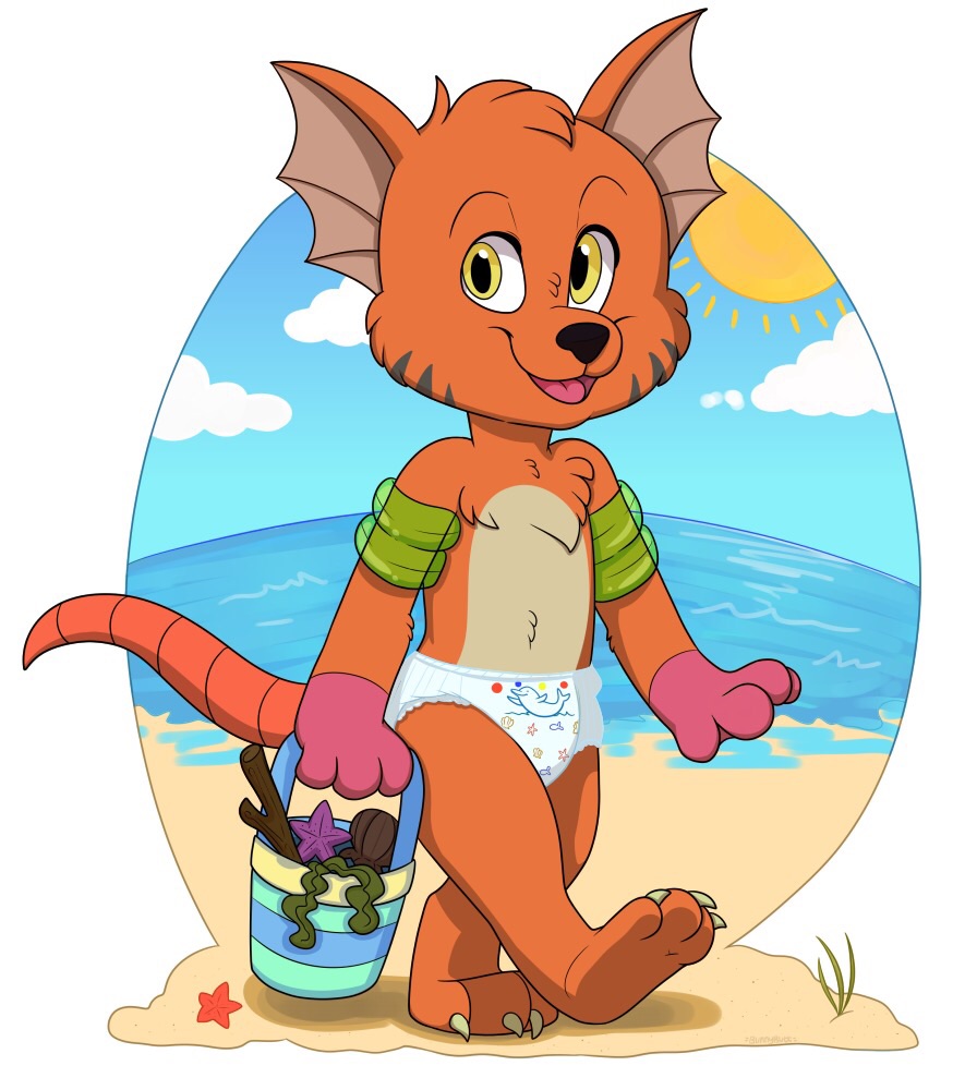 beach bucket bunny-butt_(artist) diaper inflatable invalid_tag pull-ups seaside tio water wings