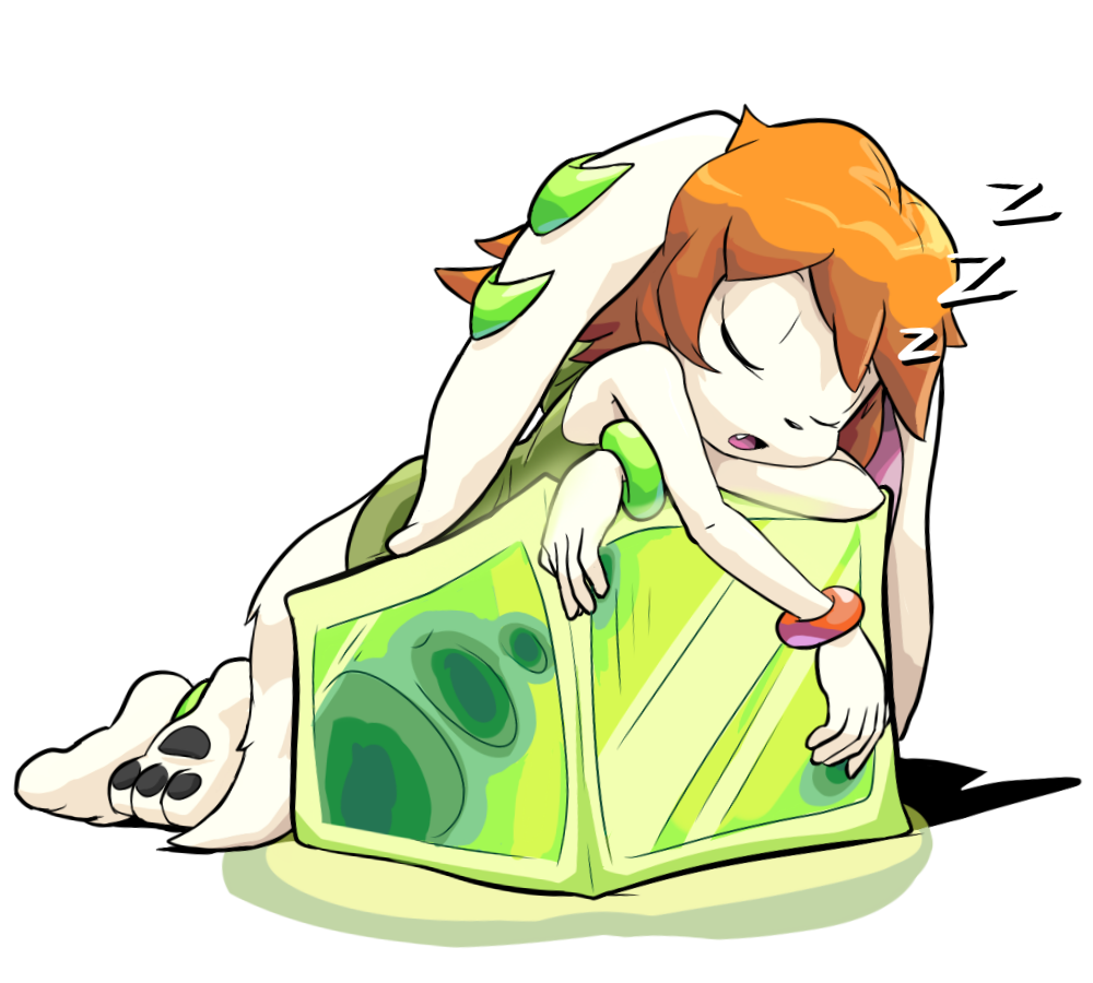 alpha_channel anklet bracelet canine clothed clothing cream_fur cube dog female freedom_planet fur glowing goshaag hair jewelry mammal milla_basset orange_hair simple_background sleeping solo transparent_background video_games