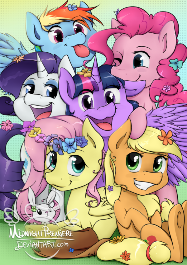 angel_(mlp) applejack_(mlp) blonde_hair blue_eyes blue_feathers cutie_mark earth_pony equine feathered_wings feathers female feral flower fluttershy_(mlp) friendship_is_magic fur green_eyes hair hat horn horse lagomorph long_hair mammal midnightpremiere_(artist) multicolored_hair my_little_pony pegasus pink_hair pinkie_pie_(mlp) plant pony purple_eyes purple_hair rabbit rainbow_dash_(mlp) rainbow_hair rarity_(mlp) smile tongue tongue_out twilight_sparkle_(mlp) unicorn white_fur winged_unicorn wings yellow_feathers