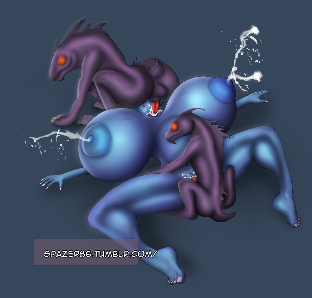 alien asari balls bestiality big_breasts breast_expansion breasts cum cum_in_mouth cum_in_pussy cum_inside cum_leaking erection eyes_closed female female_on_feral feral freckles group group_sex huge_breasts humanoid humanoid_on_feral hyper hyper_breasts lactating liara_t'soni lying male mass_effect milk missionary_position nipples nude on_back oral penetration penis pregnant sex spazer86 spread_legs spreading threesome vaginal vaginal_penetration varren video_games
