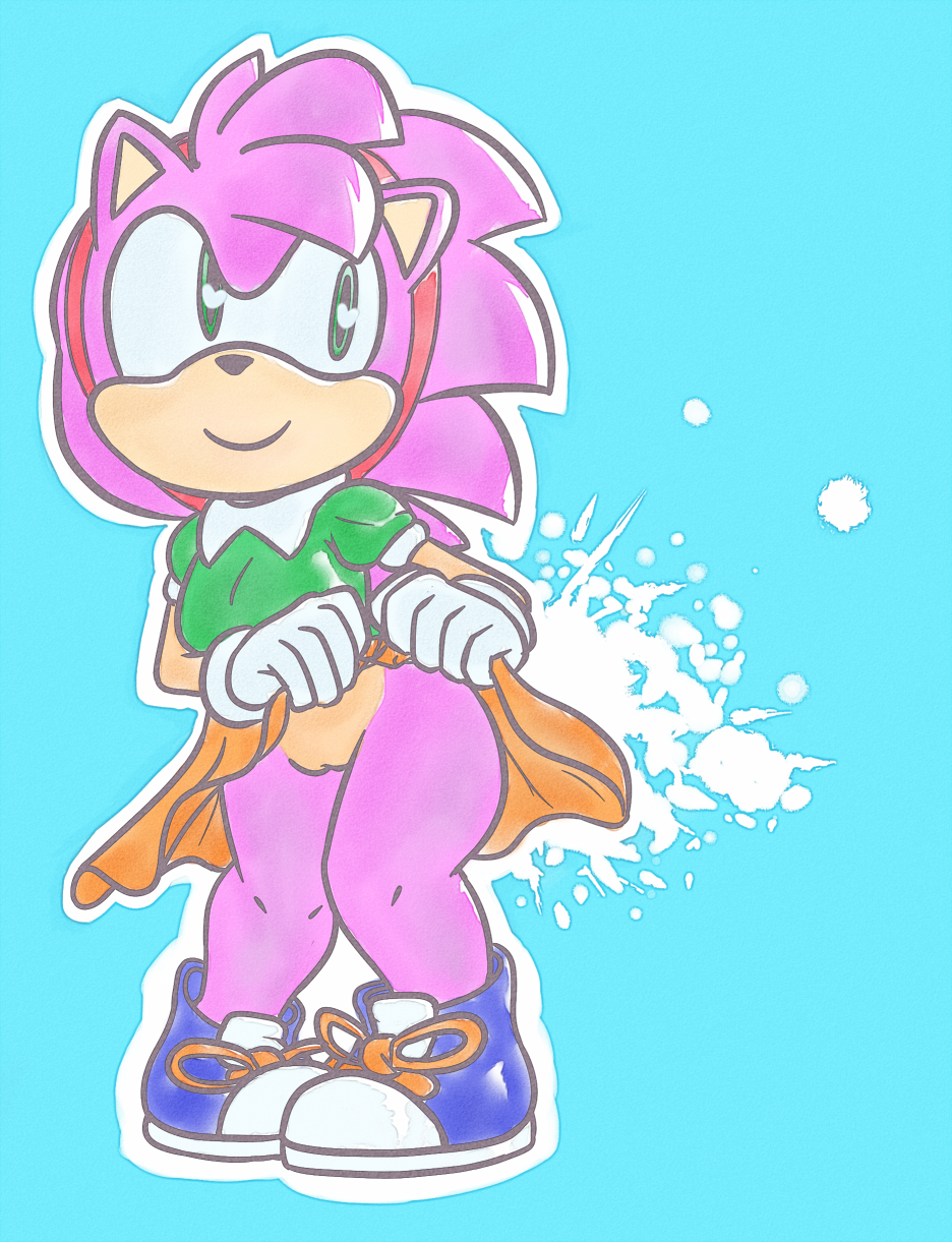 amy_rose bottomless clothed clothing cute pussy rosy_the_rascal skirt sonic_(series) young