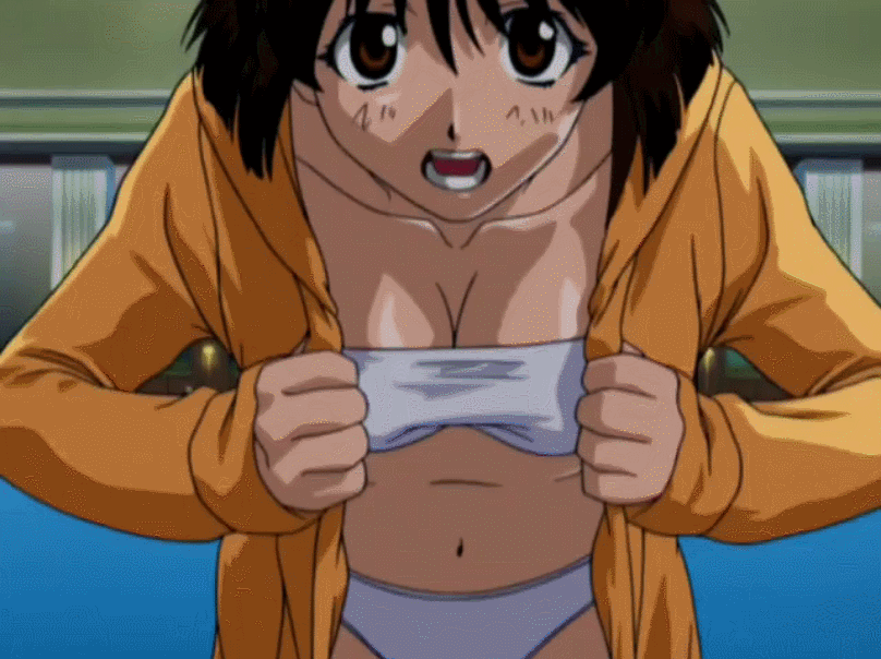 1girl animated animated_gif bouncing_breasts breasts brown_eyes brown_hair cleavage herikawa_koishi leaning_forward looking_at_viewer onegai_teacher open_clothes open_mouth pool short_hair solo swimsuit thighs white_bikini