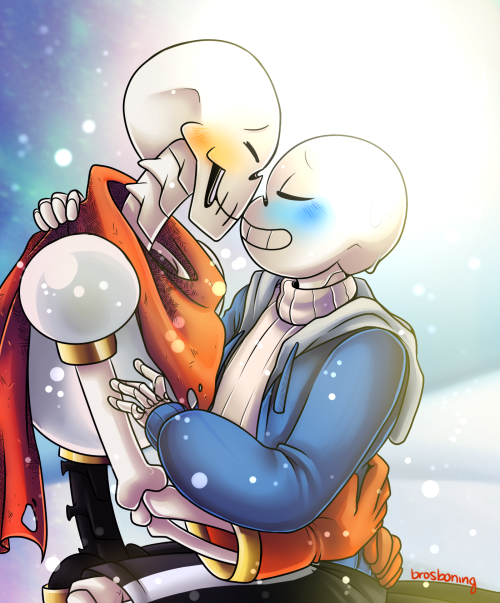 2016 animated_skeleton blush bone clothing fontcest incest kissing male male/male not_furry outside papyrus_(undertale) sans_(undertale) skeleton smile undead undertale unknown_artist video_games