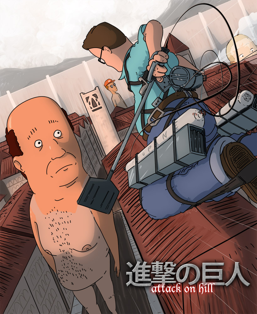 attack_on_titan human humor king_of_the_hill male mammal nude